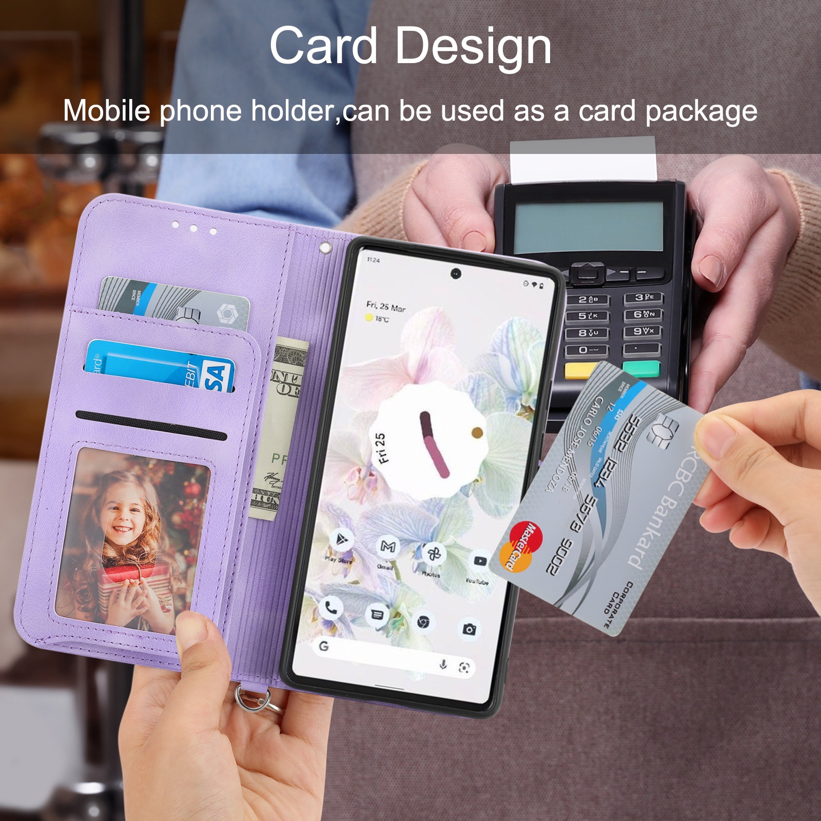 Custodia protettiva con slot per carte magnetiche in rilievo compatibile con iPhone 14 Pro Max, con tracolla e effetto pelle TechGlobe_voghion.com