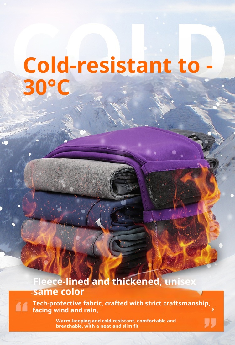 Calça Softshell Esportiva Outdoor 001 para Homens e Mulheres, Outono Inverno Cor Sólida Fleece Esqui Caminhada Calça Comprida, Grossa e_voghion.com