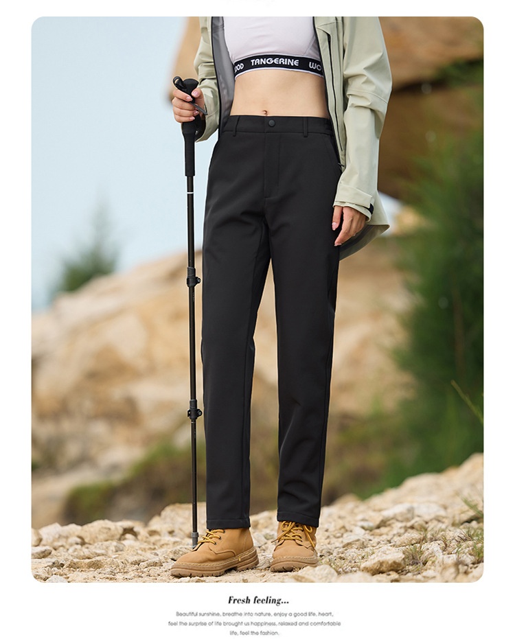 001 JHOD351624 Pantaloni dritti elasticizzati antivento impermeabili foderati in pile, spessi e caldi_voghion.com