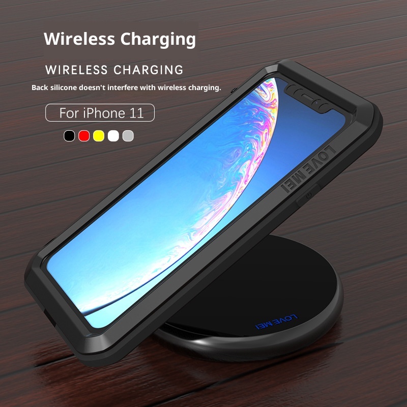 TechGlobe Compatible With IPhone 11 Shockproof Phone Case Thickened Silicone Full Coverage Military Anti-drop Metal Frame_voghion.com