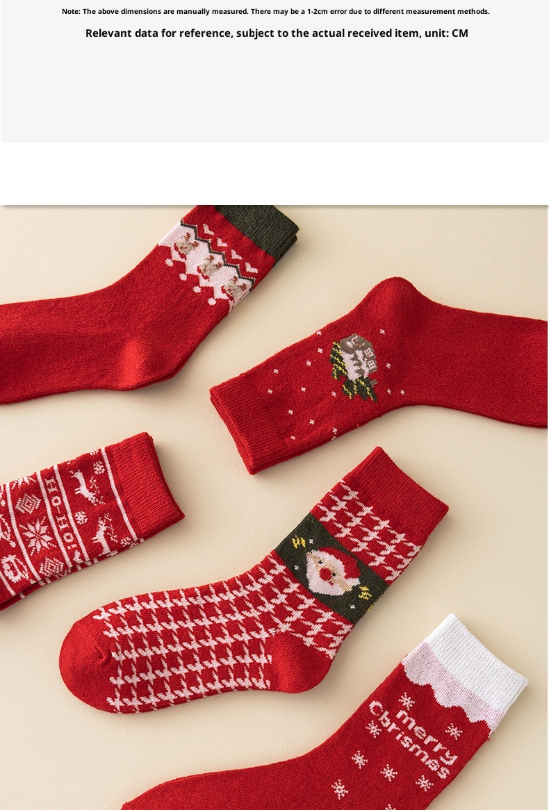 Lillian Cross-Border Trade Dames Mid-Calf Kasjmier Warme Verdikte Dames Kerst Rode Nieuwjaarssokken_voghion.com