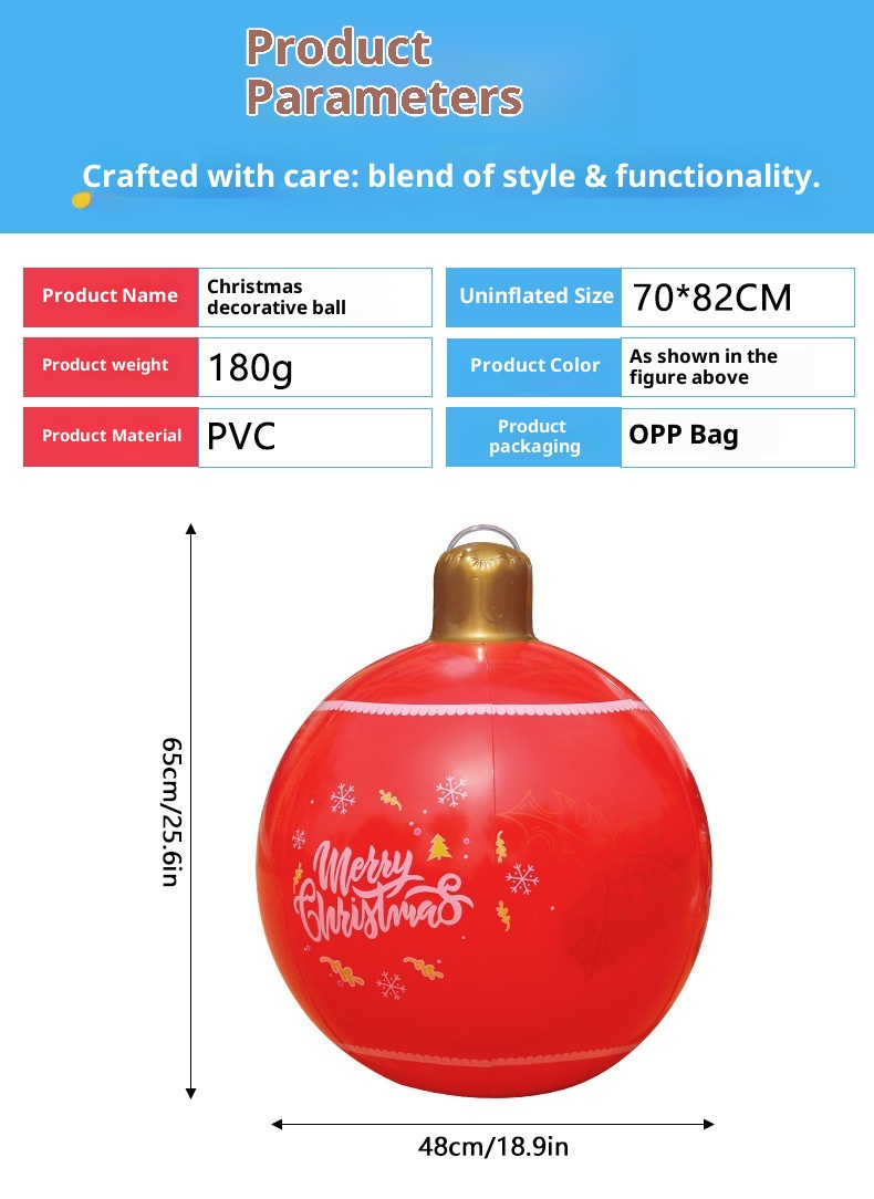 Adornos inflables para patio exterior Lillian: ambiente festivo, colgante, artículos para fiestas navideñas, bola decorativa_voghion.com