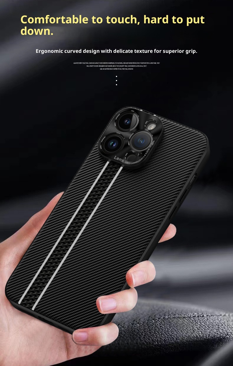 Custodia in fibra di carbonio TechGlobe Business per iPhone 15 Plus con strisce fluorescenti, custodia in pelle per iPhone 14 Pro Max, 13 XR_voghion.com