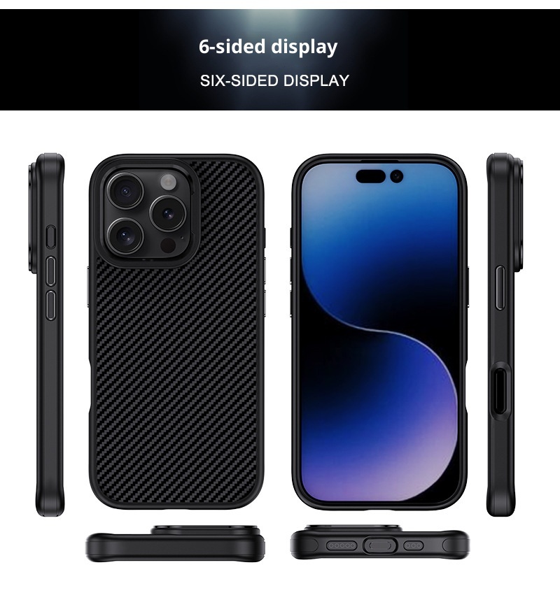 TechGlobe Adatto per il telefono cellulare 16promax Nuova custodia protettiva anti-caduta per iPhone 16pro, 16plus in fibra di carbonio_voghion.com