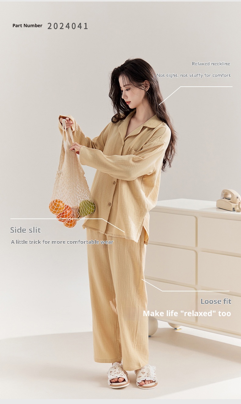 ChicShe Powerful Merchant A-Class Maternity Grade Gauze Pajamas For Women Spring And Autumn Pure Cotton Postpartum Nursing_voghion.com