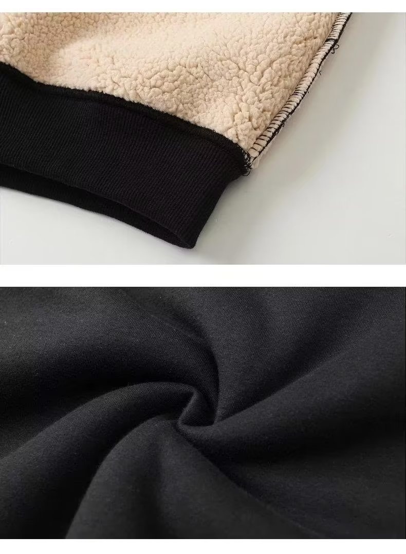 Felpa da uomo in lana di agnello, con fodera in pile, taglia comoda, girocollo, autunno inverno, strato base, giacca calda e ampia_voghion.com