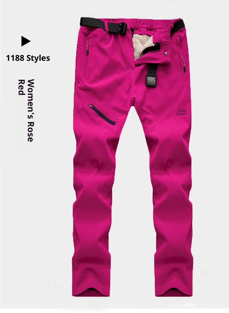 001 Outdoor Softshell For Men Women, Autumn And Winter Fleece-Lined Thickened Detachable Liner Warm Hiking Pants_voghion.com