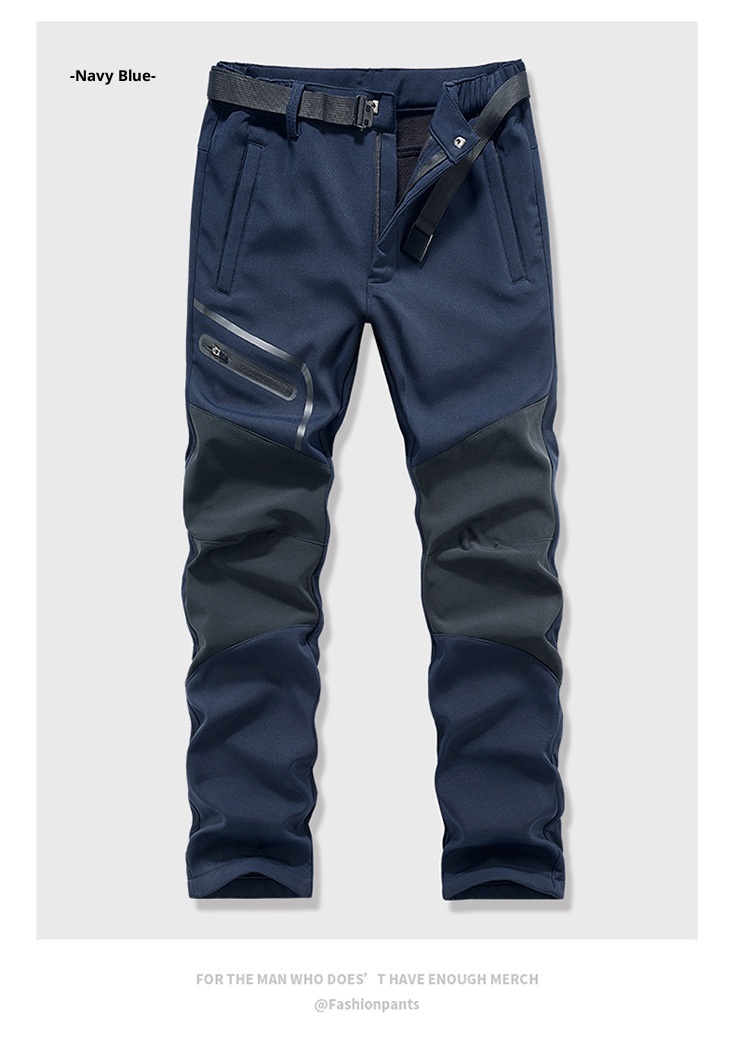 001 Outdoor Sports Casual Softshell For Men, Autumn Winter Fleece-Lined Thickened Warm Hiking Pants, Waterproof And_voghion.com