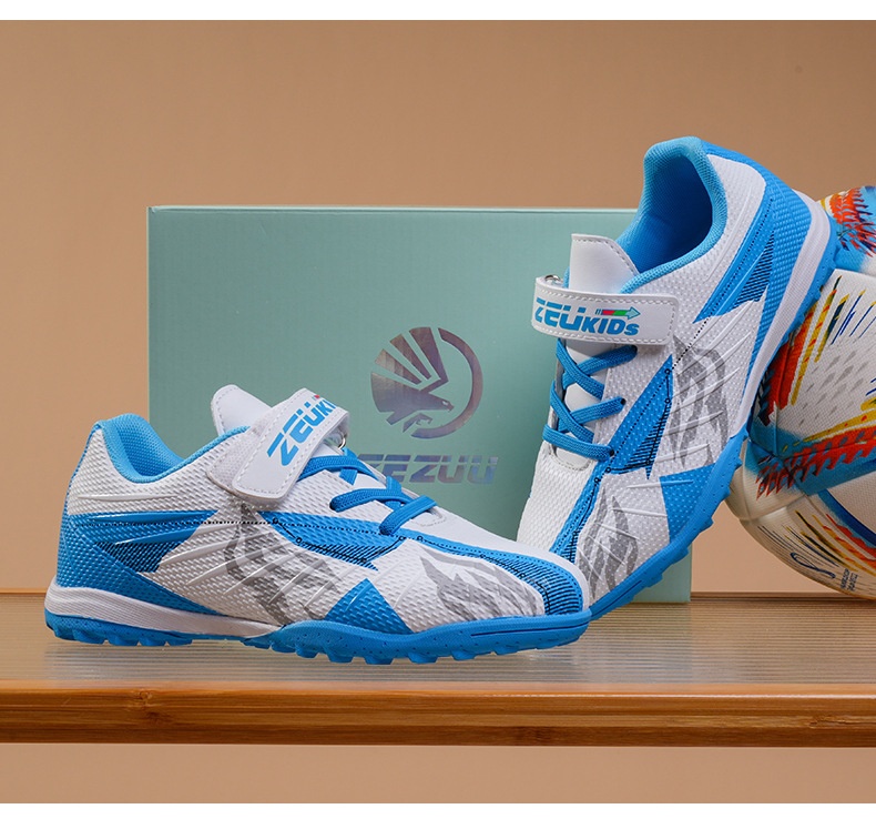ShoeGlobe Zhizu Brand Soccer Children, No-Tie Shoelaces, Buckle TF Rubber Sole, Artificial Turf Training Shoes For Primary And_voghion.com