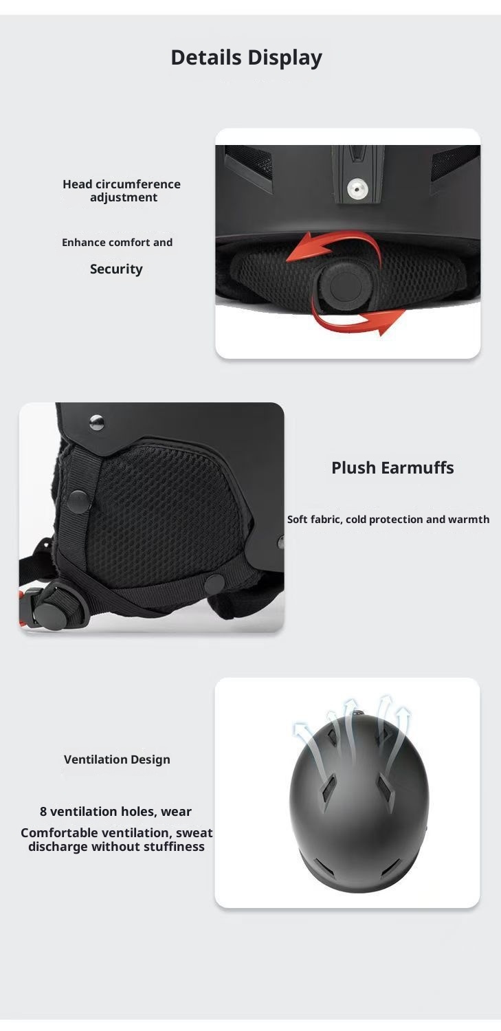 001 Verstellbarer warmer Outdoor-Sporthelm für Erwachsene, Kinder-Snowboard- und Skihelm_voghion.com