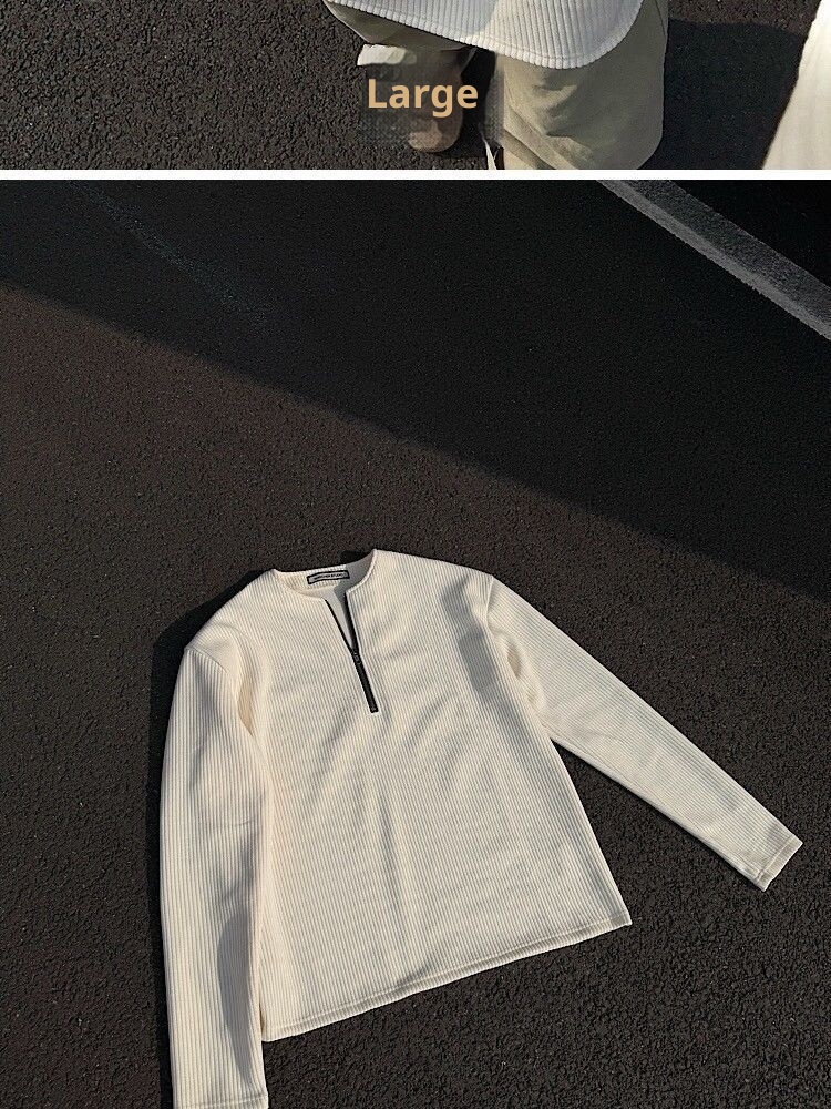 Maglietta da uomo in stile americano con mezza cerniera e colletto alla coreana, strato di base Cleanfit a maniche lunghe per primavera e autunno, Tough Guy_voghion.com