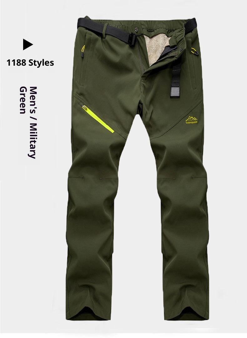 001 Outdoor Softshell For Men Women, Autumn And Winter Fleece-Lined Thickened Detachable Liner Warm Hiking Pants_voghion.com