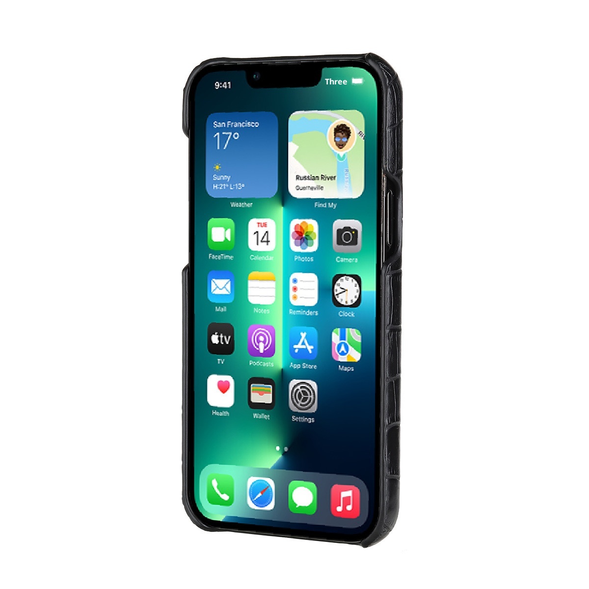 Custodia in pelle con bordo in olio e tinta unita, compatibile con TechGlobe, con texture in pelle di coccodrillo, per telefono 14 Pro 13, protezione completa, anti-caduta, PU_voghion.com