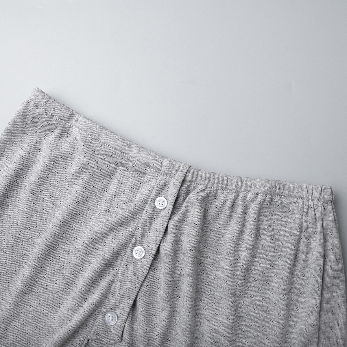 ChicShe Cross-Border Gray Long-Sleeve Shorts Pajama Set European And American 2025 Spring New Knitted Pajamas Export Home Wear_voghion.com