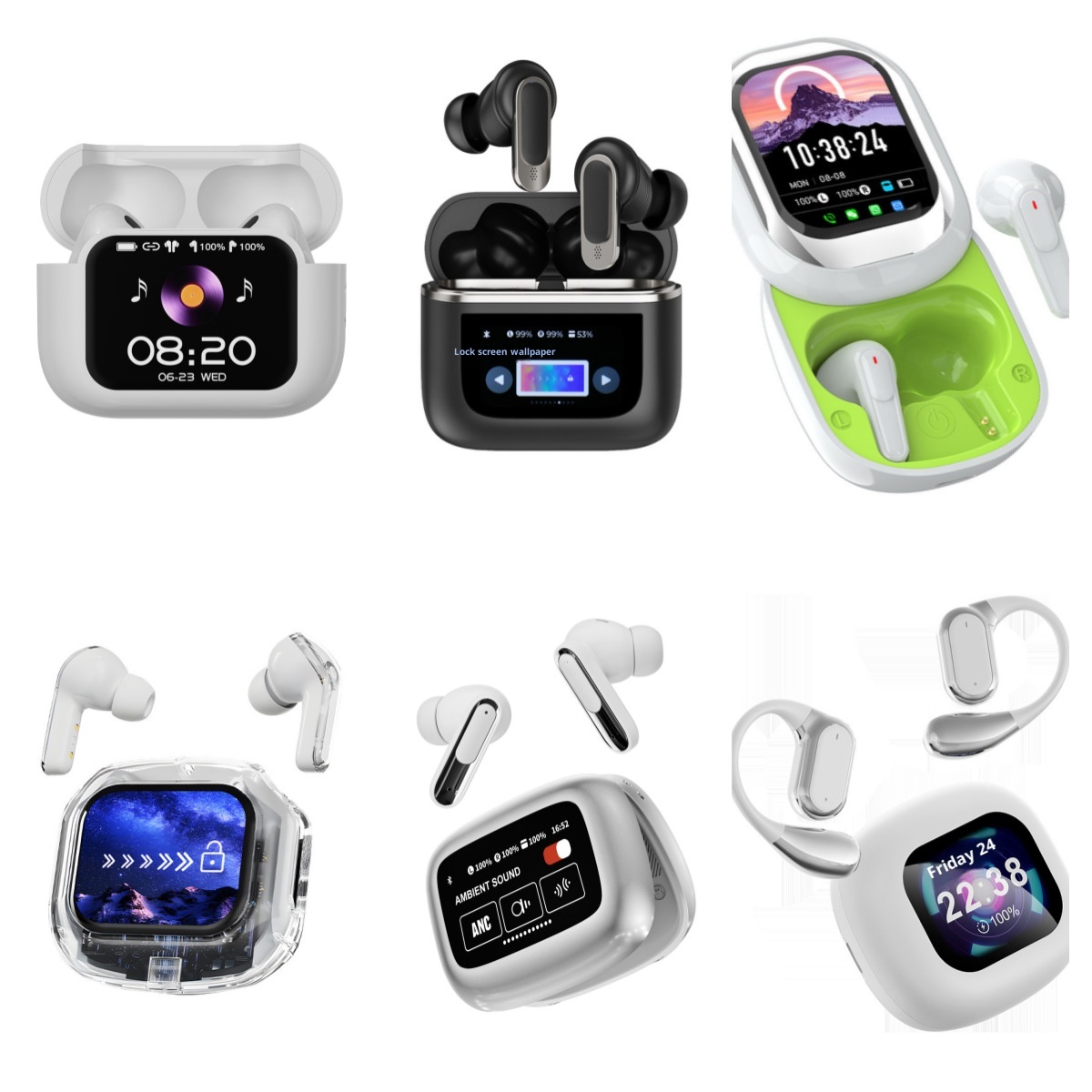 Écouteurs intra-auriculaires Bluetooth sans fil 3c V8 avec écran, traduction IA et intégration V20 ANC. Écran 3c V8, intégration IA, réduction de bruit active. Cache coulissant._voghion.com