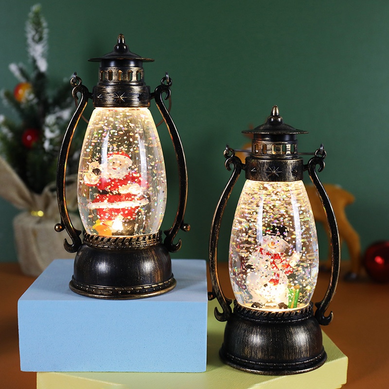 Lillian Decorations Crystal Ball Glowing Handheld Oil Lamp Snow Floating Light Gift Christmas Tabletop Ornament_voghion.com