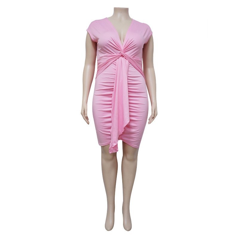 ChicShe Cross-Border Plus Size Women's Clothing Spring Summer Lace-Up 2021 Large Buttocks Sexy Bodycon Dress_voghion.com