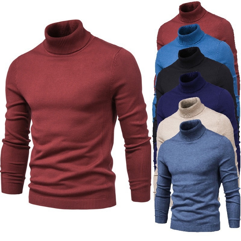 Maglione a collo alto convertibile per ragazzo, autunno e inverno, tinta unita, casual, strato di base, stile giapponese, semplice e alla moda._voghion.com