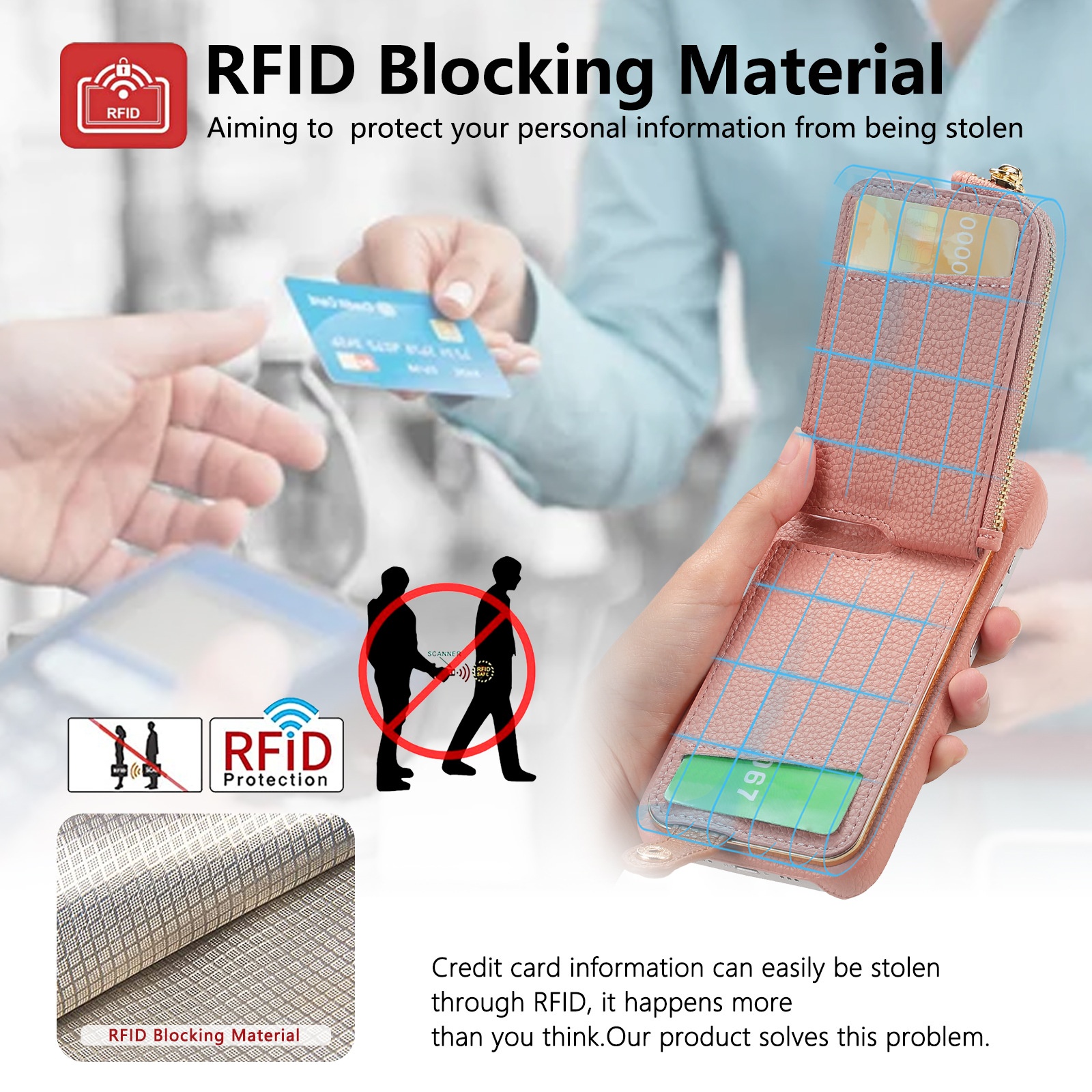 TechGlobe Compatible With 17 Air Lychee Texture Top And Bottom Opening Electroplated Oil Edge Solid Color Ring Card Slot_voghion.com