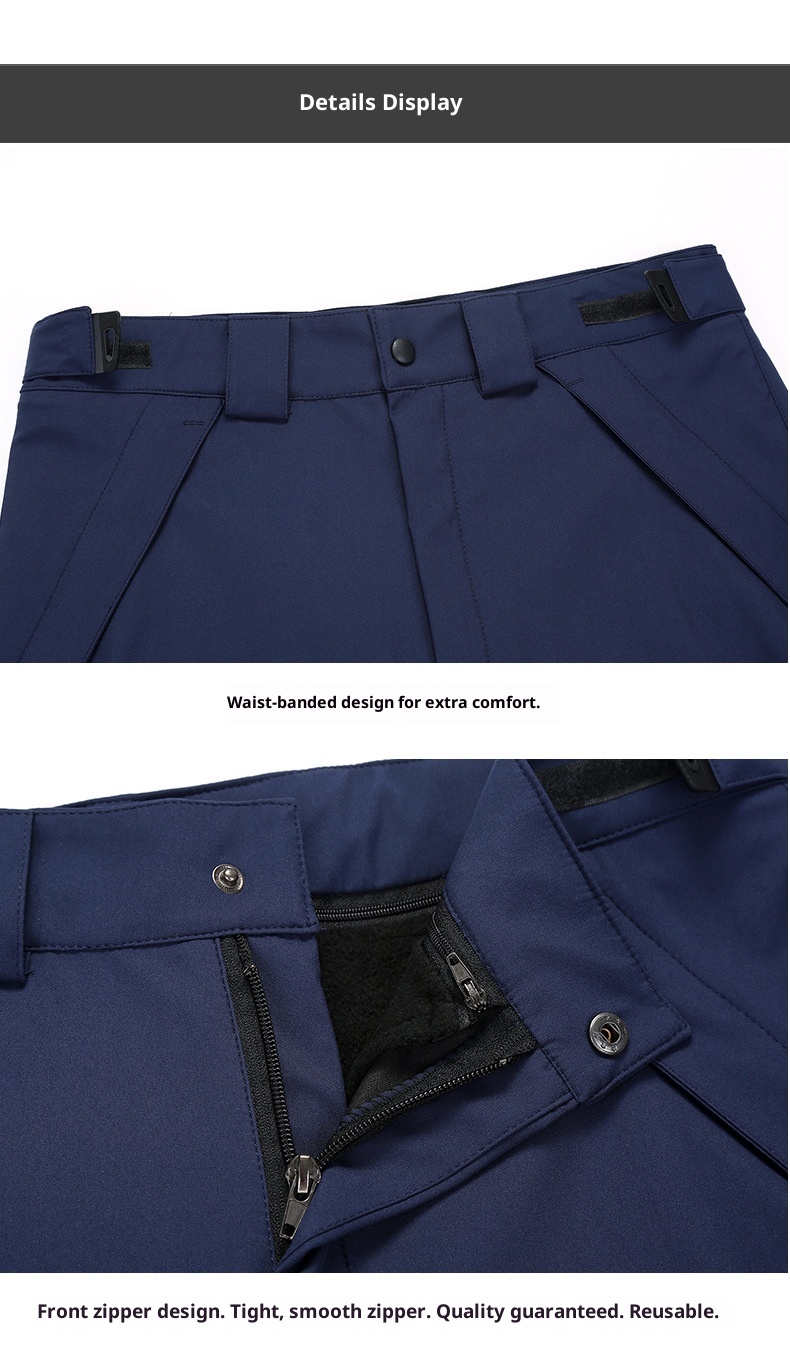 001 Outdoor Softshell Autumn Winter Men Women Fleece Lined Warm Cotton Ski Windproof Waterproof Hiking Pants With Logo_voghion.com