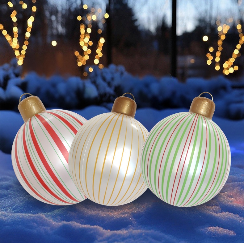 Lillian Cross-Border Inflatable Lantern Pearlescent Stripe Holiday Decoration Courtyard Christmas Ball_voghion.com