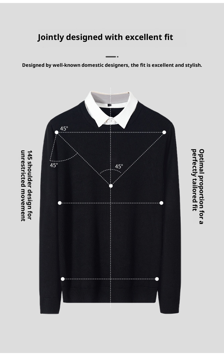 boy Boy Boy Two-Piece Kitted Autum Witer Custom Prited Shirt Collar Me's Ier Wear High-Ed Feel Top Base Sweater_voghion.com