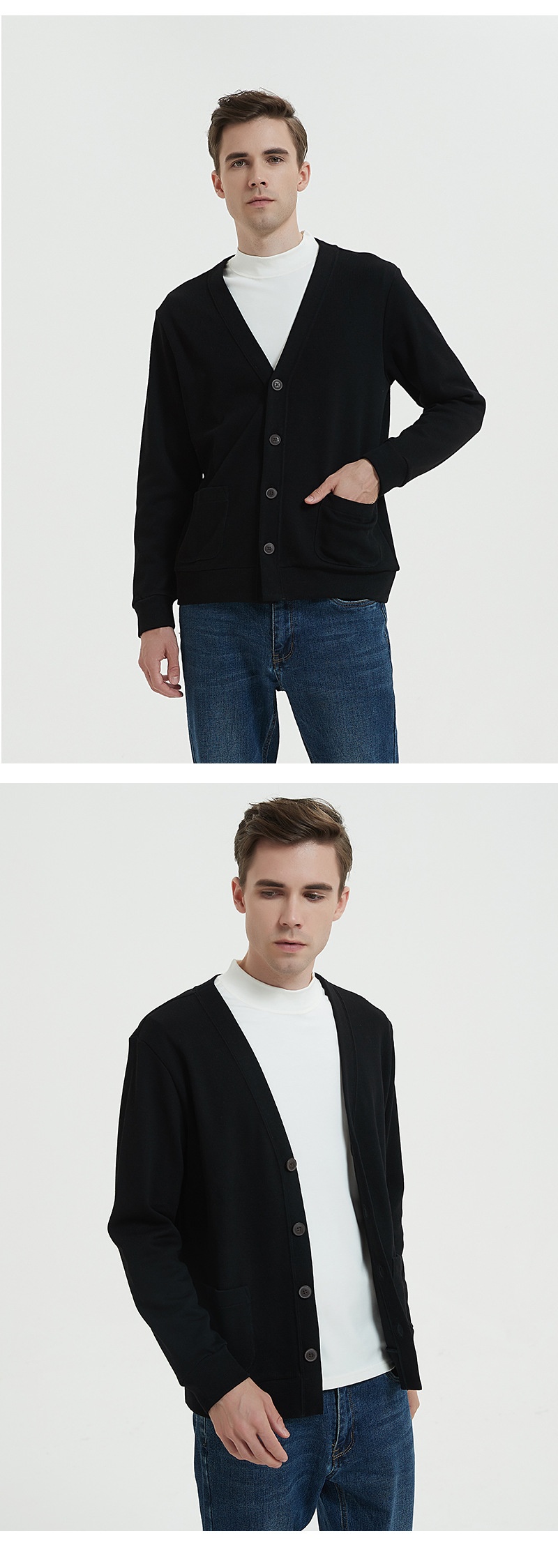 Ragazzo Ragazzo Ragazzo 2025 Felpa con scollo a V in cotone Xinjiang lavabile in lavatrice, stile lavorato a maglia, cardigan da uomo e da donna, giacca piccola da uomo_voghion.com