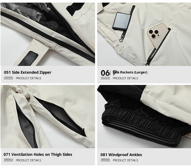 001 Completo da lavoro invernale, completo da snowboard e da sci, antivento, impermeabile, alpinismo, pantaloni termici da sci, unisex_voghion.com