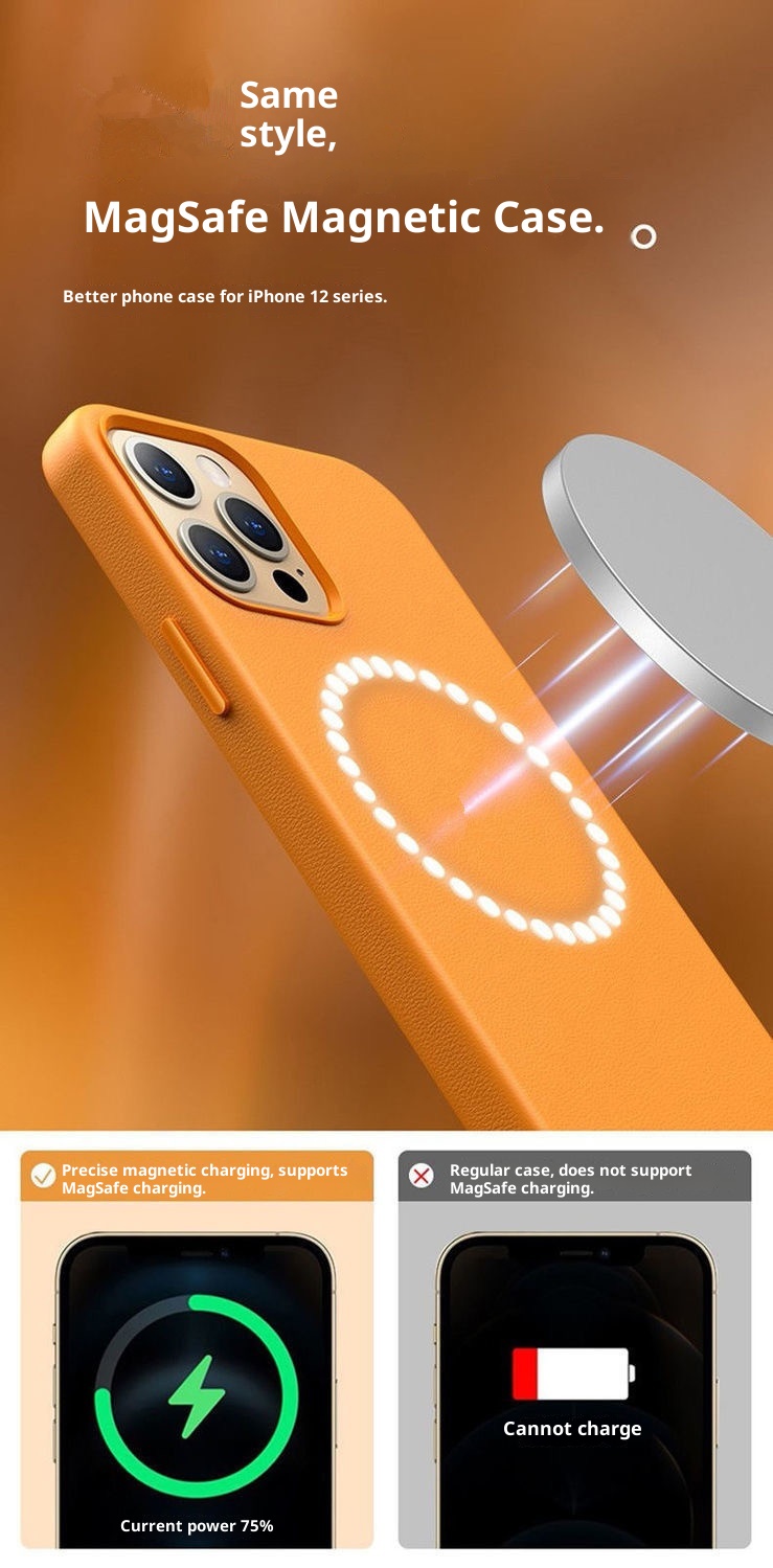 TechGlobe Compatible With Official Original IPhone 14 Max Leather 15P Magnetic Phone Case 13 Pro Protective Cover 12_voghion.com