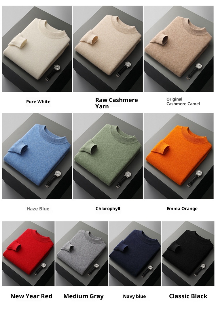 Maglione da uomo in pura lana, lavorato a maglia, tinta unita, con collo alto, in cashmere, autunno e inverno_voghion.com