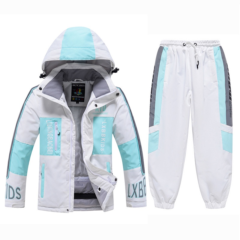 001 Neuer Kinderanzug für Jungen und Mädchen, Winter-Outdoor-Windschutz, wasserabweisend, warm, dicke Skijacke und -hose_voghion.com