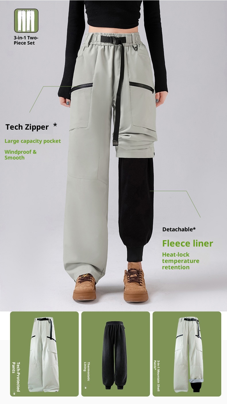 001 Luo Tuo Giacca a vento da donna, autunno e inverno, 3 in 1, antivento, impermeabile, cargo, per uomo, casual, sport, sci_voghion.com