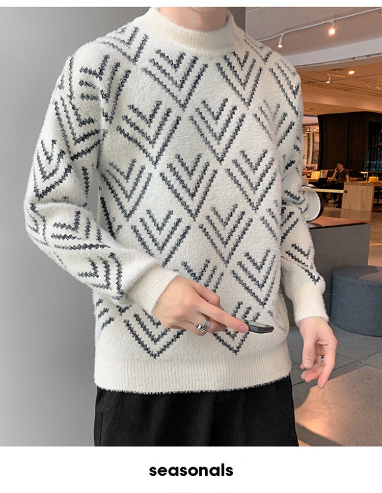 Jungen-Pullover aus Nerzfell für Teenager, dicker Winterpullover mit halbem Rollkragen, warmes Basishemd für Mittel- und Oberstufe_voghion.com