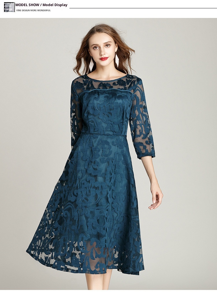 ChicShe Flared Lace European And American Fashion Plus Size Simple Loose Mid-Length Casual Dress Factory Direct Sale_voghion.com