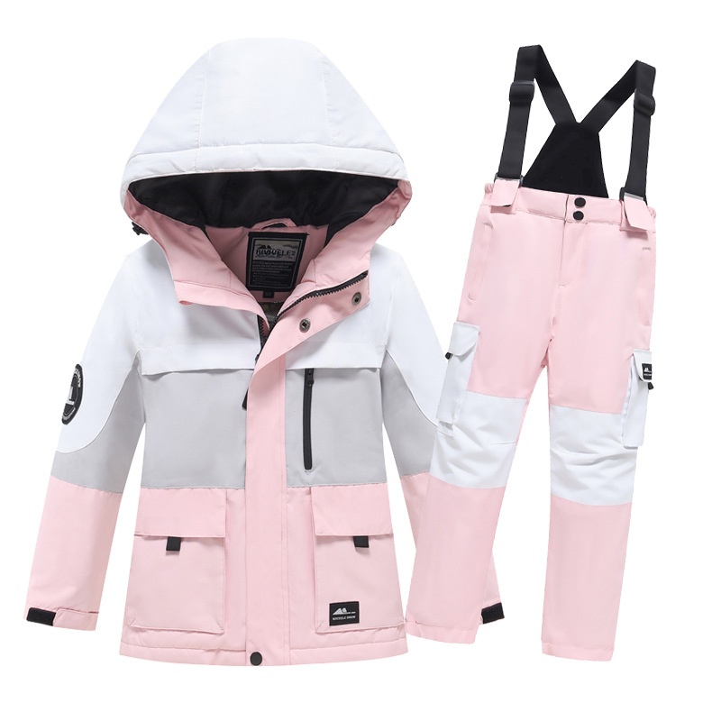 001 Neues Kinder-Arbeitsanzug-Set für Jungen und Mädchen: Jacke, Hose, wind- und wasserdicht, für Snowboard und Ski_voghion.com