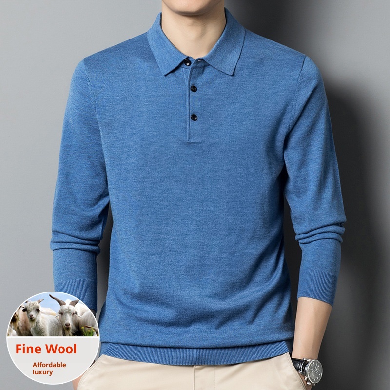 boy Boy Boy Autumn Thin Wool Men, High-End Business Turn-Down Collar Dad Sweater, Loose Base Knit Sweater For Men_voghion.com