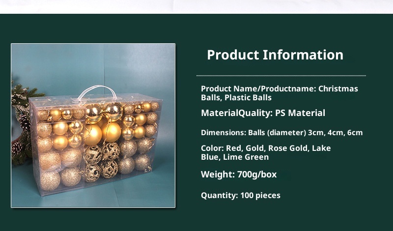 Lillian 3-6 cm 100 Adet PVC Kutulu Parlak Mat Pembe İçi Boş Noel Ağacı Süsleri Renkli Toplar_voghion.com