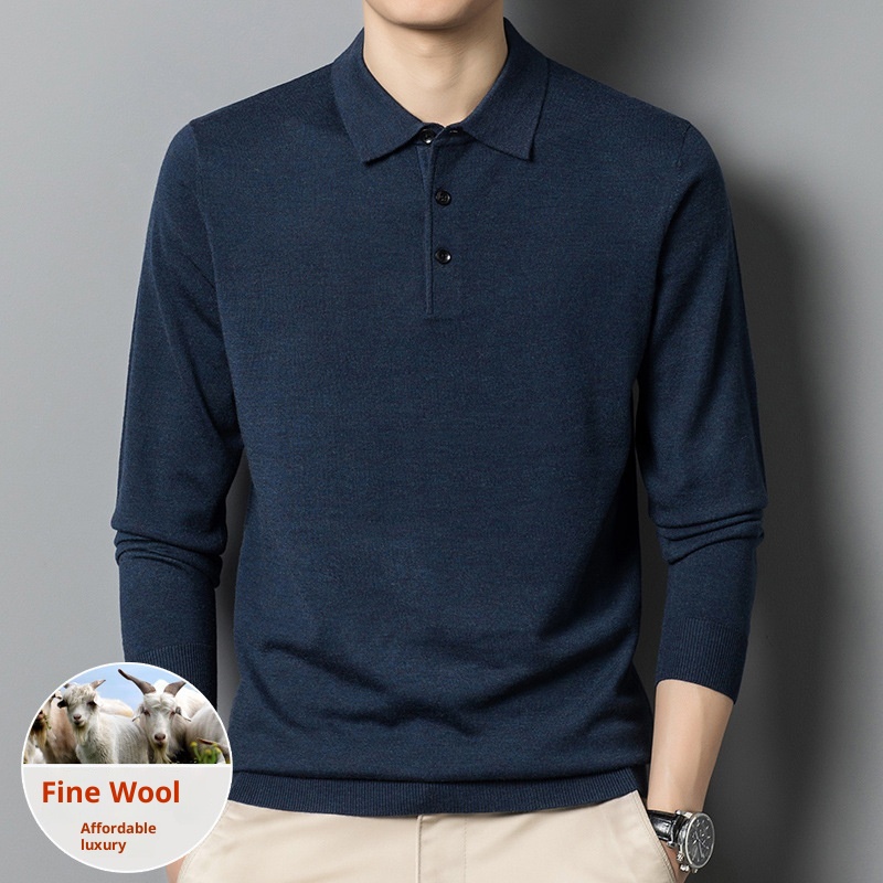 Suéter de lana fina para hombre, estilo papá, de alta gama, con cuello vuelto, corte holgado._voghion.com