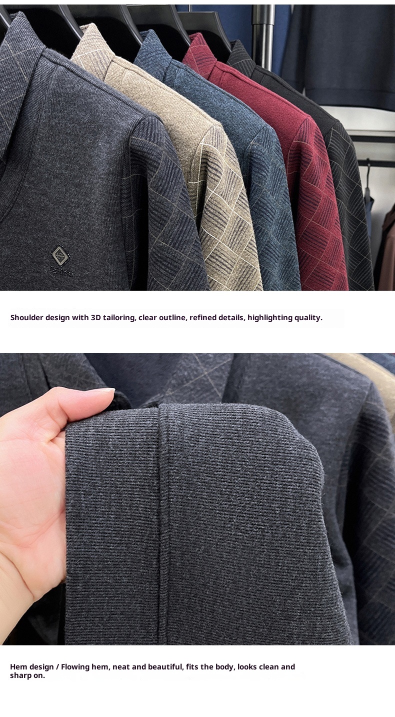 Maglione da uomo Boy Boy con fodera in lana di pecora e pile, design a due pezzi ispessito, nuovo modello 2025, base calda invernale_voghion.com