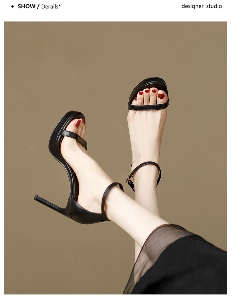 Zees 2025 nuovi sandali estivi alla moda con tacco alto, cinturino singolo, stiletto sexy, versatili, impermeabili, con suola spessa, per le donne_voghion.com