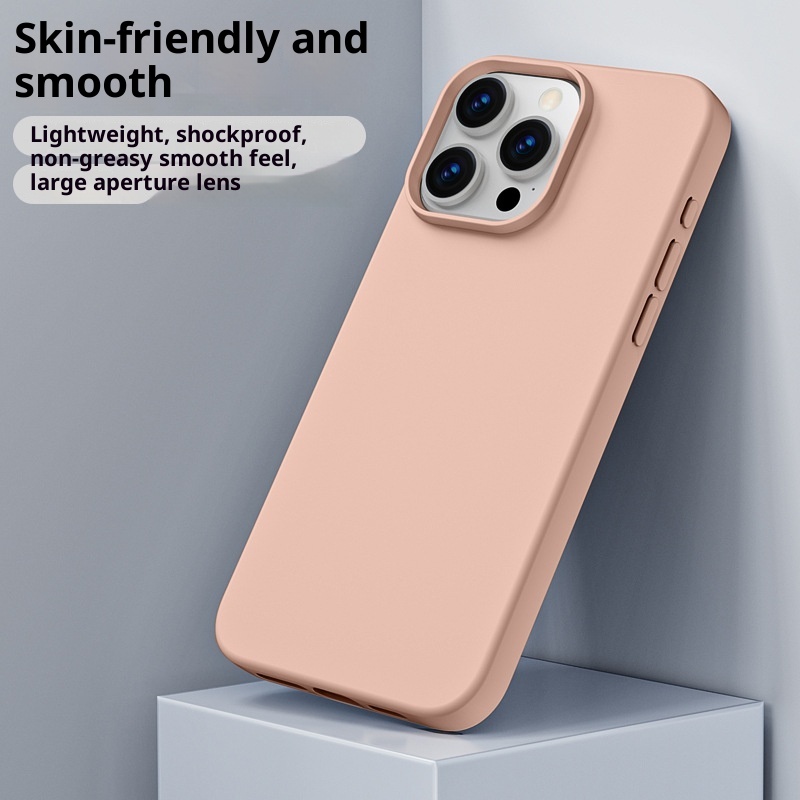 Custodia protettiva anti-caduta a copertura totale TechGlobe adatta per iPhone 14, in silicone liquido con bordo dritto e foro grande, per iPhone 15_voghion.com