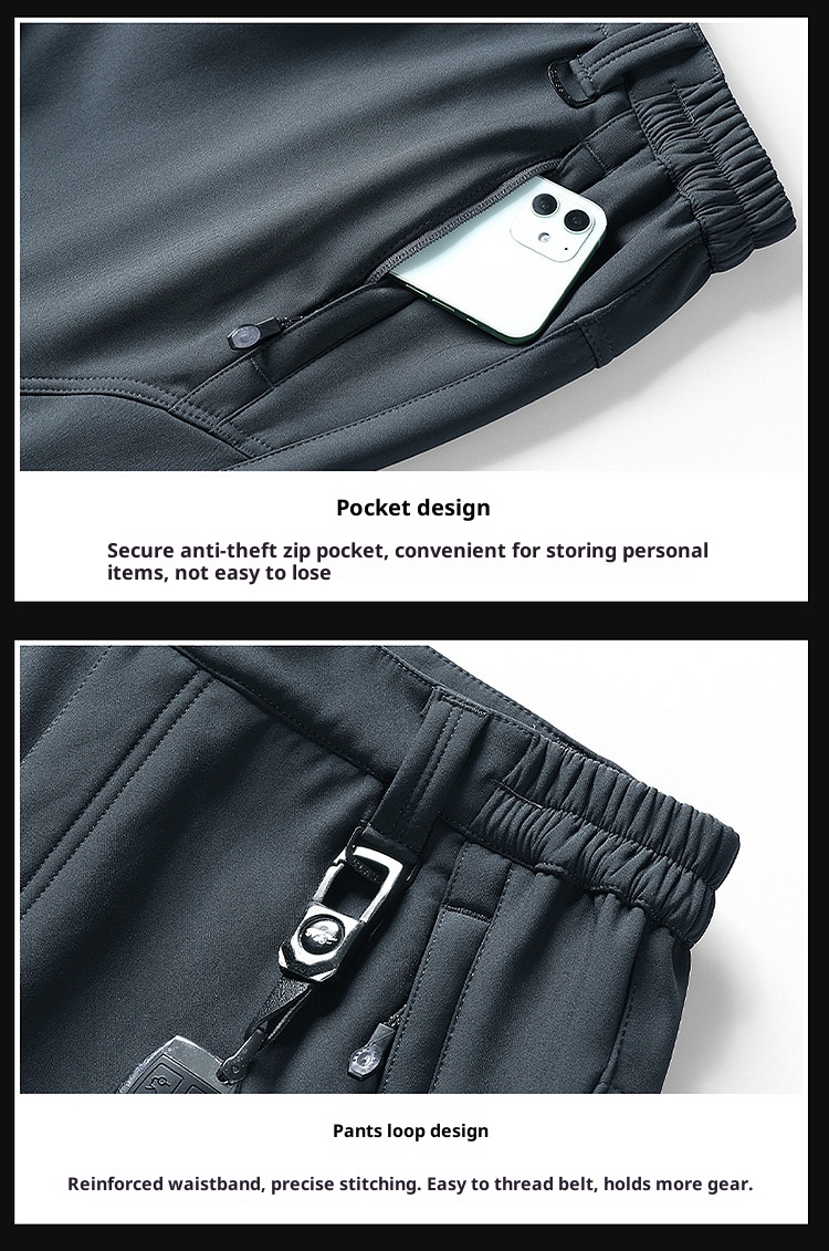 001 Cross-Border Outdoor Soft Shell Winter Skiing Hiking Loose Windproof Waterproof Softshell Pants Thickened Warm_voghion.com