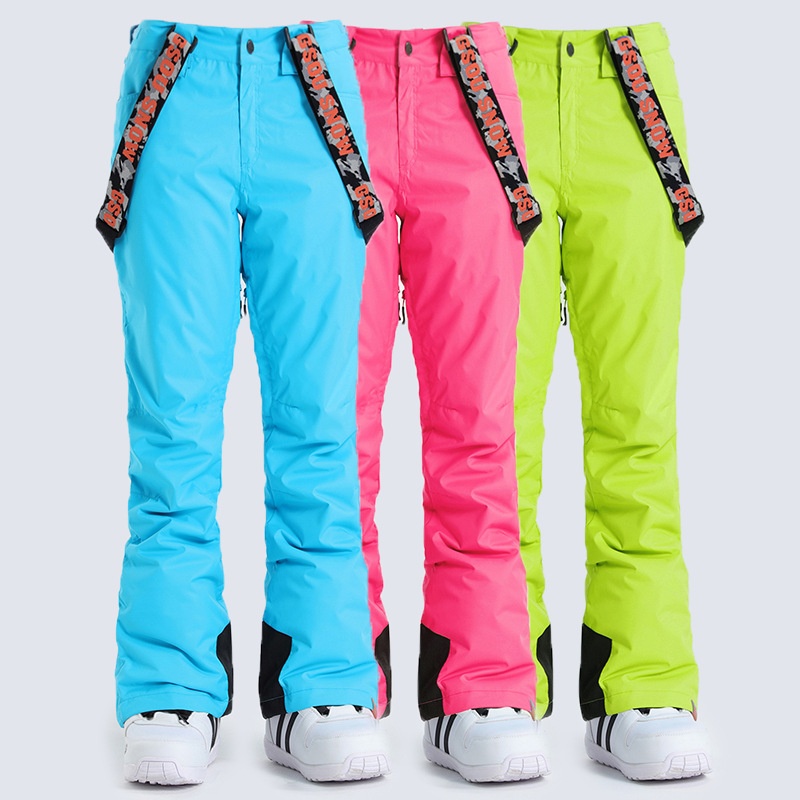 001 Gsousnow Damen Winddicht Wasserdicht Verdickt Warm Skianzug Snowboard Schneehose mit Riemen_voghion.com