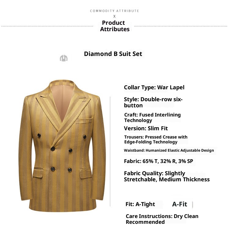 QFV507045555501<2 QFV507045555501<2 Completo da uomo autunno inverno nuovo, a righe, doppiopetto, stile coreano, casual, due pezzi, oro_voghion.com