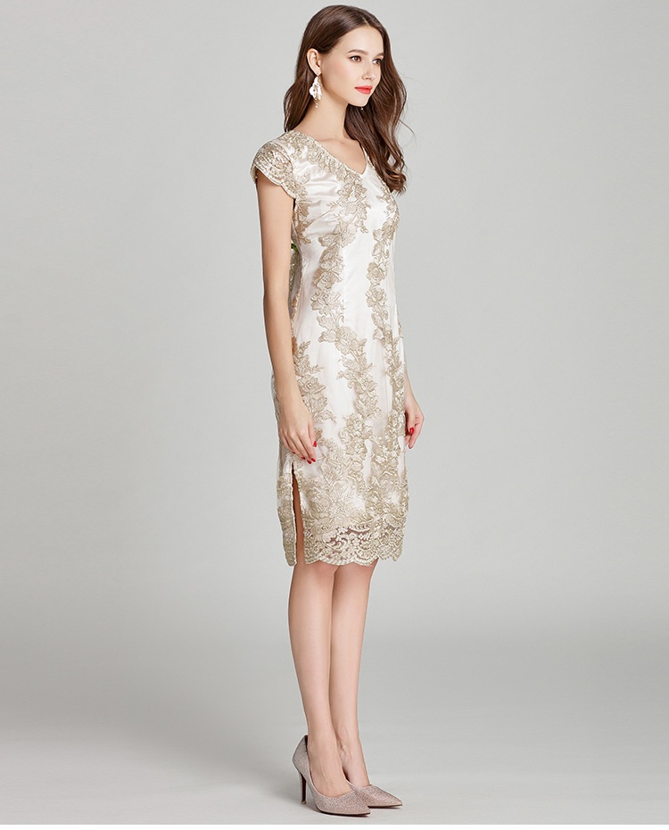 ChicShe V-Neck Embroidered Summer New Socialite Versatile Little Plus Size European And American Fashion Lace Dress_voghion.com