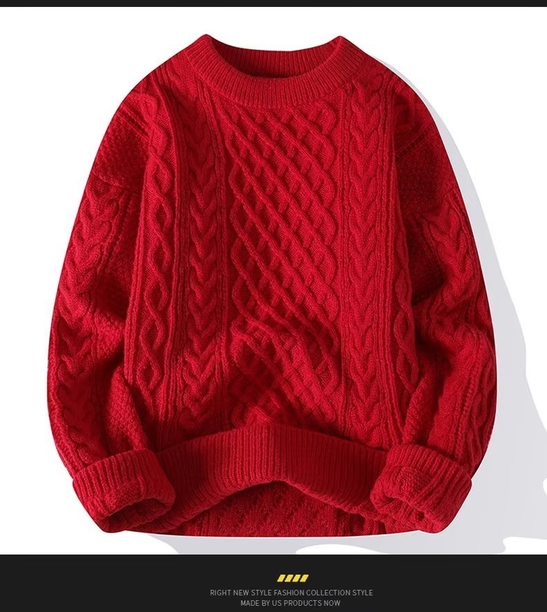 Herrenpullover „Boy Boy Boy“ – weich und kuschelig, trendige Marke für Herbst und Winter, Strickpullover mit Drehverschluss, Rundhalsausschnitt, warmer Innenschicht, lockere Passform_voghion.com