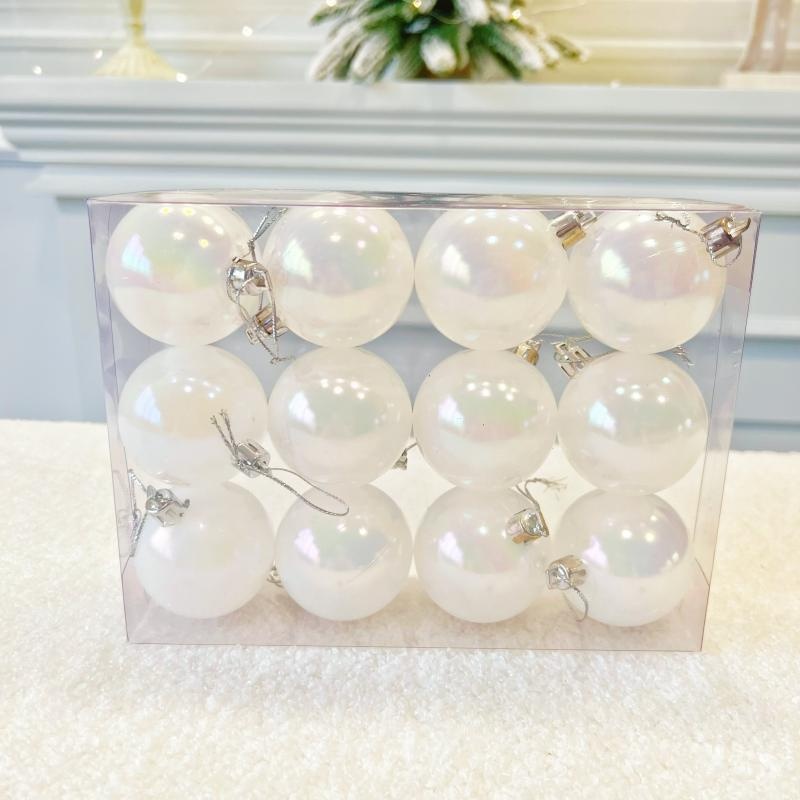 Lillian Source Factory Supply Palline decorative colorate bianche iridescenti in PET per alberi di Natale, ornamenti da appendere, galvanizzati_voghion.com