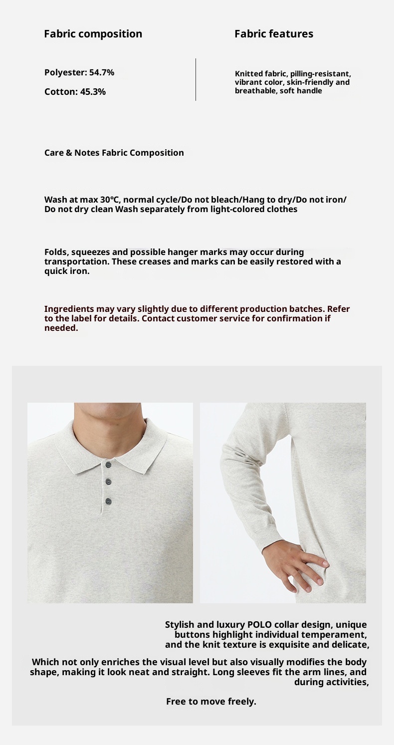 Polo-Strickpullover im Old-Money-Stil für Herren mit Umlegekragen – ein lässiges und vielseitiges Langarmshirt für Herbst und Winter._voghion.com