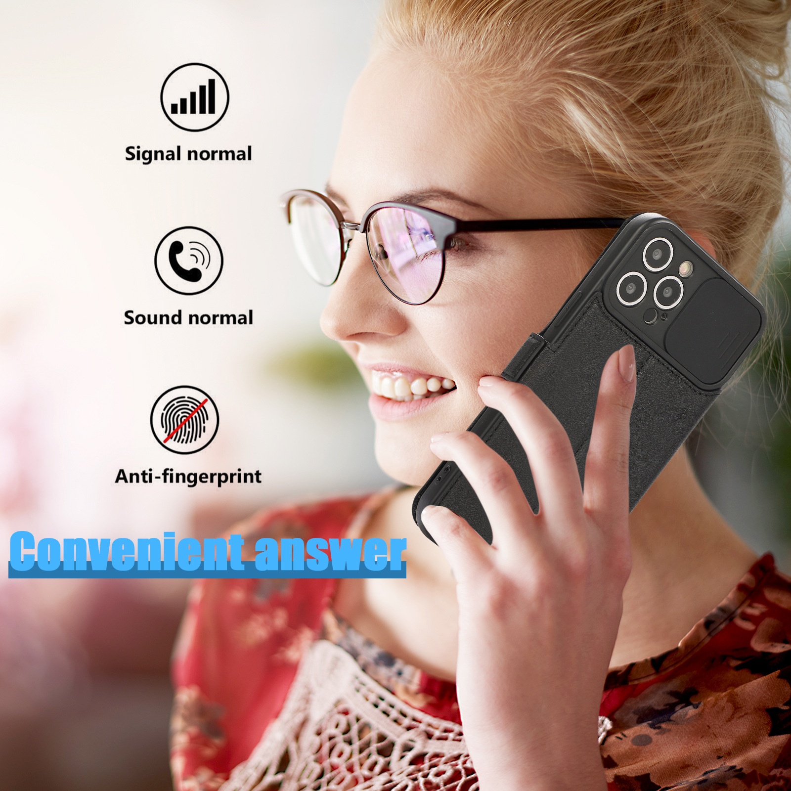 TechGlobe Wholesale Compatible IPhone 15 Pro Textured Phone 13 Multi-Card Slot Sliding Window Lens Protector Leather Case_voghion.com