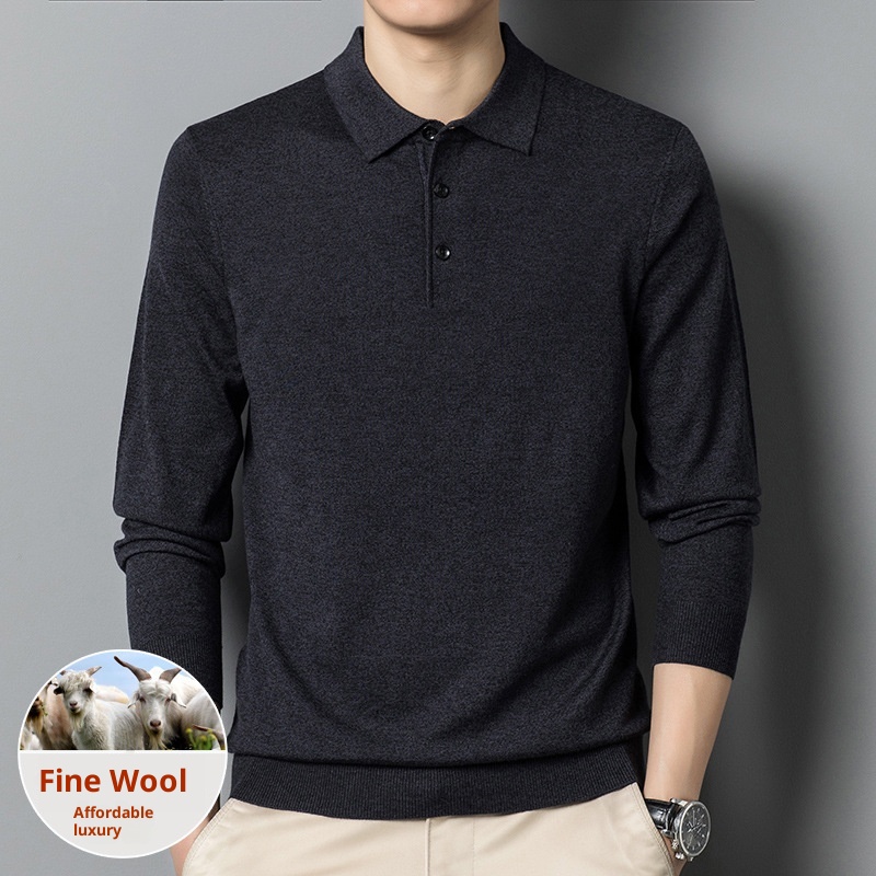 Suéter de lana fina para hombre, estilo papá, de alta gama, con cuello vuelto, corte holgado._voghion.com